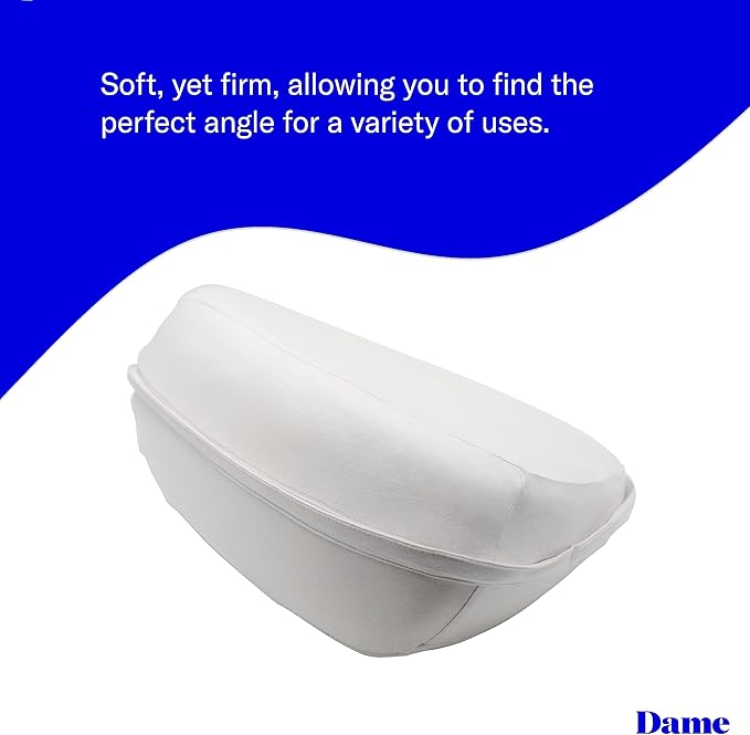 Dame Products Triangle Wedge Pillow for Couples - Support Cushion for Intimacy & Body Alignment - Bed Positioning Pillow with Washable Cover & Waterproof Liner - Oat Color