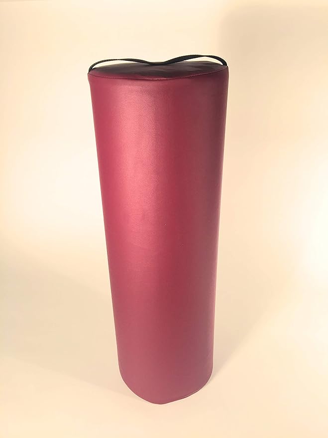 NRG Jumbo Full Round Massage Bolster - Extra Large Massage Table Pillow Cushion - Multi-Purpose Positioning Bolster with Carrying Strap - CFC Free Foam, NaturSoft Vinyl - 8 x 26 inches - Burgundy