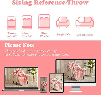 Cozy Heated Blanket Twin Size - Fast Warming Electric Throw Blanket with 6 Heat Settings & 4 Hours Auto-Off, Ideal Gift for Her, 62"x84", Pink