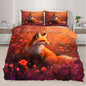 Red Fox Duvet Cover Queen Size, Beautiful Wild Fox Bedding Set 3 Piece Bedroom Decor Fantasy Decorative Comforter Cover with Zipper Ties & 2 Pillowcases