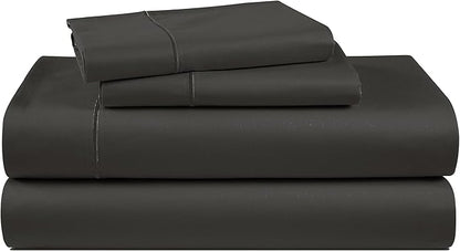 LANE LINEN 100% Egyptian Cotton Sheets Set Full Size Bed, Fully Elasticized Reinforced Seams Extra Deep Pocket Full Sheets Set (Never on Clearance), No Pill Fade Resistant Cooling - Black