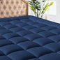 MATBEBY Queen Size Mattress Pad - Cooling Breathable Mattress Topper, Quilted Fitted Mattress Protector, Pillow Top Mattress Cover with 8-21" Deep Pocket, Machine Washable, Navy Blue, 60x80 Inches