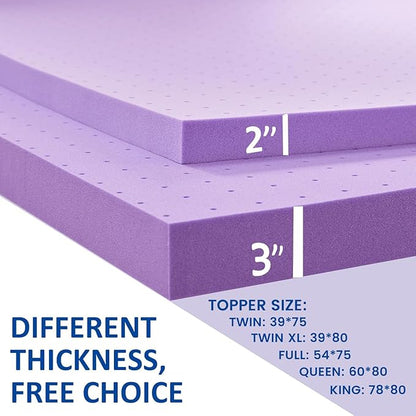 SINWEEK 2 Inch Gel Memory Foam Mattress Topper Ventilated Soft Pressure Relieve Mattress Pad, Breathable Bed Topper, CertiPUR-US Certified, Full Size