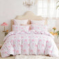 Duvet Cover King 3Pcs Pink Floral Bow Bedding Set for Girls Kids, Romantic Princess Style Bowknot Bedding, Ultra Soft Reversible Garden Flower Duvet Cover Set(2 Pillowcases,No Comforter)