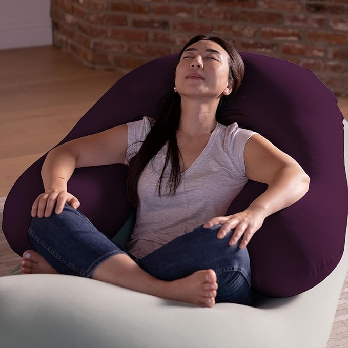 Yogibo Support Reading Pillow Unique U-Shaped Backrest with Arms, Cotton, Provides A Lift for Watching TV, Gaming, Working, Filled with Soft Micro-Beads, ,Purple