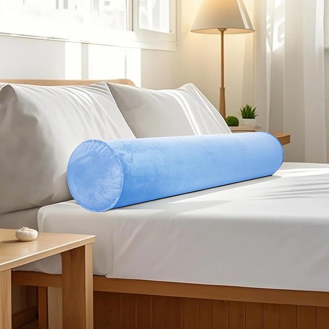 Inflatable Body Pillow for Adults Kids, 47 Inch Body Pillows for Side Sleeper, Travel Body Pillow for Bed, Bolster Pillow, Round Cervical Cylinder Pillow for Sleeping