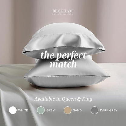 Beckham Hotel Collection Bed Pillows with Cotton Pillowcases King Size Sets of 2, Soft Down Alternative Pillows for Sleeping, Open End Cases for Easy Changing, White