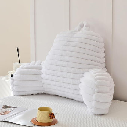Yaoshuho Large Reading Pillow for Adults, Back Support Pillow for Sitting Up in Bed with Arms, Couch for Lounging Bedrest, White