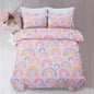 A Nice Night Lightweight Soft Cartoon Rainbow 6Pcs Full Comforter Sets, Love Hearts Printed Bedding Set for Boys Girls,Pink