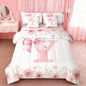 Erosebridal Pink Initial Letter Y Bed in A Bag for Young Woman Bedroom Decor, Kawaii Bow Tie Bowknot Comforter Set with Sheets Twin Flower Floral Dreamy Princess Style Bed Set Bedroom Decor 7-Piece