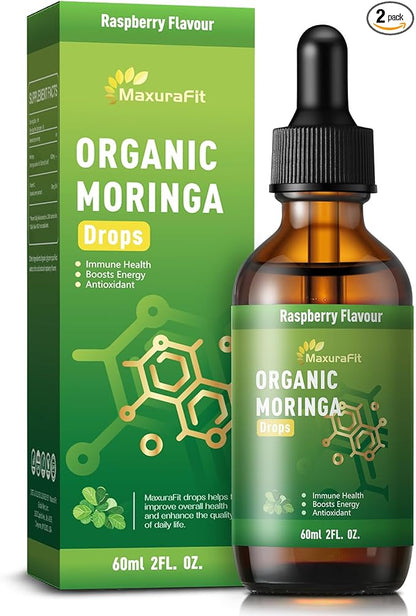 Moringa Leaf Drops with Vitamin C, Moringa Oleifera Extract Liquid Drops for Immunity Support,Antioxidant,Overall Health & Energy,Vegan Herbal Supplement 4 fl oz