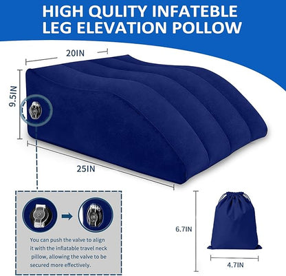 Inflatable Leg Pillow for After Surgery – Leg Elevation Pillow for Side Sleeping,Swelling & Circulation,Portable Wedge Pillow for Leg Support,Travel,Recovery,Knee Surgery,Back Pain & Everyday Comfort