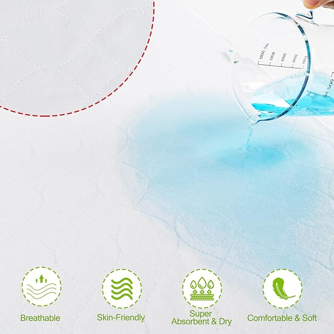 Bamuho Bed Pads for Incontinence Washable Extra Large 2 Pack 44" x 52", Waterproof Adult Large Bed Pads with 4 Layers of Protection, Fits Full to King Size Beds