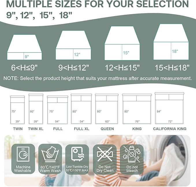 【No Pilling】 Full Mattress Protector Cover 54"x75" Zippered and Waterproof Fits 9-12" Deep, Skin-Friendly Urine-Proof Stain Resistant Breathable Soft