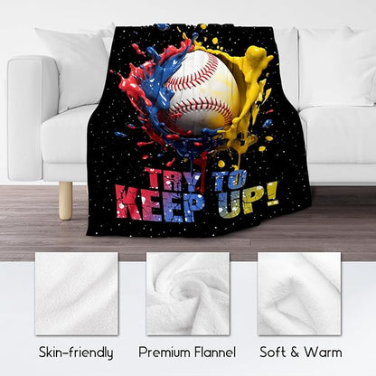 Baseball Blanket, Baseball Gifts for Kids Boys Men, Sport Throw Blankets for Adults Team Player, Soft Flannel Throws Gift Home Decor (Colorful, 30x40 Inch)