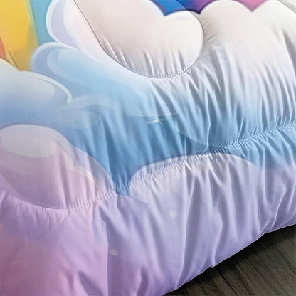 Unicorn Kids Bedding Set for Girls Full Size, Pink Unicorn Rainbow Comforter Set, Bedroom Decor with 2 Pillowcases for All Season