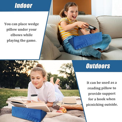 Small Wedge Pillow, Wedge Pillow for Bed Sores, Positioning Pillow, Positioning Wedge, Mini Pillow for Laptop and Yoga, Small Foam Wedge for Chair (1 Unit, Blue)