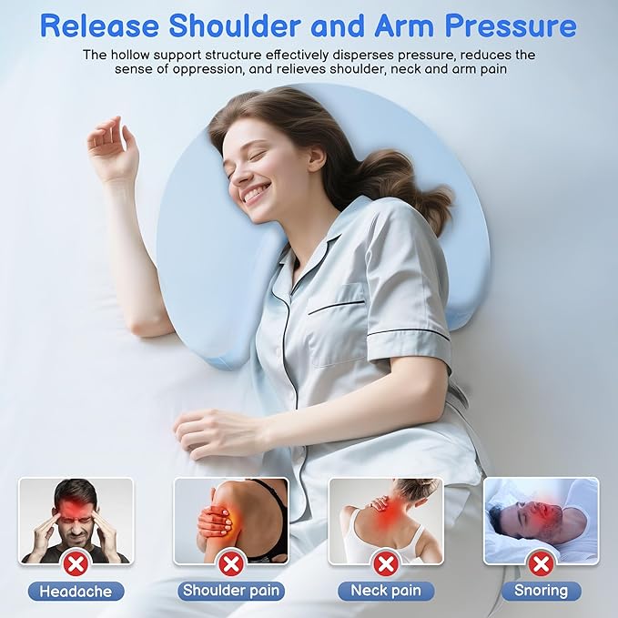 Side Sleeper Pillow with Arm Holes -arm Pillow Ergonomic Pillow for Cervical, Neck, Shoulder & Rotator Cuff Pain Relief - ldeal for Side Sleepers Blue