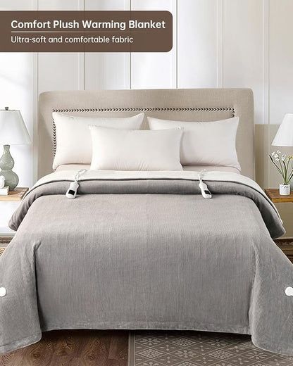 Electric Heated Blanket Queen Size, Washable Blanket Warmer with Dual Control for Home for Adults, Super Cozy Soft Fabric, 84" x 90", 9 Heat Levels, 1-9H Auto-Off, ETL Certified, Gray