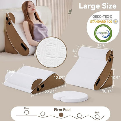 6PCS Orthopedic Bed Wedge Pillow Set for Post Surgery Brown
