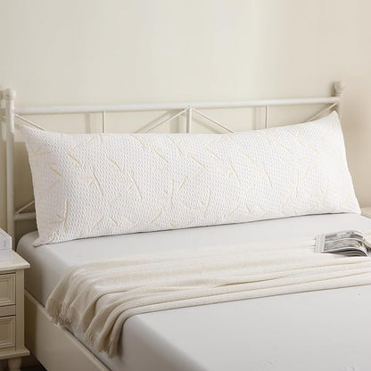 Full Body Pillow with Removable Pillowcase for Adults,（Memory Foam Filling）（Long Pillow for Side Sleepers） （Fluffy and Firm）（Adjustable Filling）（20×54 Inch，Gold）