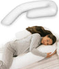 MedCline Therapeutic Full Length Body Pillow, Adjustable Shredded Memory Foam Pillow for Side Sleepers, J-Shaped Body Pillow for Neck, Back, and Hip Support, Removable Washable Cover, 22"x50"x6"