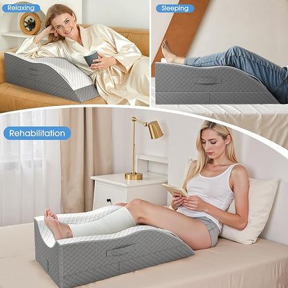 Elevation Pillows for Leg After Surgery, Memory Foam Adjustable Wedge Pillow for Injury or Rest, Ankle Pillow for Sleeping Blood Circulation Grey/Double Leg