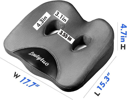 LOUTYTUO Seat Cushion Pillow,100% Memory Foam and Washable Cover,for Office Chair,Car Seat and Wheelchair,Tailbone & Sciatica & Back Pain Relief