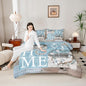 Rustic Farmhouse Bedding Set King Size Blue White Patchwork Wooden Board Comforter Set Cotton Flowers Quilt Set for Kids Women Youth Family Home Decor Botanical Floral Duvet Insert 3pcs