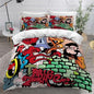 Men Duvet Cover Set Full Queen Size 3Pieces Comforter Cover Bedding Set for Boys Teens 3D Graffiti Art Quilt Cover with Pillow Shames No Comforter Inside(TY106, Full/Queen)