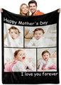 Yoke Style Ships Next Day, Mothers Day Blanket Gifts Custom Blanket with Photos Text, Picture Blankets Customized, Personalized Blankets and Throws Birthday Gifts for Mom Dad Girlfriend Women
