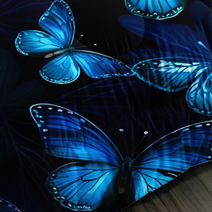 Dream Blue Butterfly Comforter Set King Size,Boho Bedding Comforter Sets for Kids Boys Girls Bedroom Decor Aesthetic,Animal Themed Bedding Soft Fluffy Comforter Sets with 2 Pillowcases.
