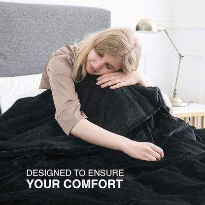 IR Imperial Rooms Fleece Blanket - Super Soft Fluffy Black Throw Blanket for Sofa and Bed - Warm and Cozy Lightweight 400 GSM Microfiber Bed Throws Blankets, 50 x 60 Inches (Throw/Travel)