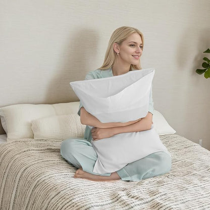 TELUS White Pillow Cases Queen Size 2 Pack, Bamboo Rayon Cooling Pillowcases with Envelope Closure, Cool & Breathable Pillow Cover for Hot Sleepers and Night Sweats, 20x30 inches