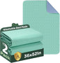 Hide Stains Bed Pads Washable Waterproof for Incontinence, 4-Layer Absorbency Pee Pads, Washable Underpad, Bed Wetting Pad for Elderly, Adults, Pets, 36"x52"-2 Pack, Green
