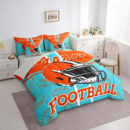 Feelyou Football Full Comforter Set with Sheets for Kids Boys Girls Ball Games 7 Pieces Bedding Set Rugby Bed in a Bag City of Footballs Room Decor Rugby Sports Soft Lightweight