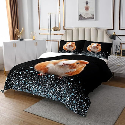 Erosebridal Guinea Pig Bedspread Twin Size, 3D Animal Quilt Set Guinea Pig Mouse Themed Bedding Set for Kids Teen Girls Boys Bedroom Decoration, Wildlife Coverlet Set
