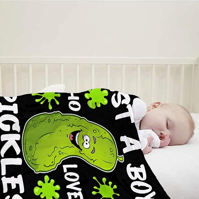 Just A Boy Who Loves Pickles Blanket Soft Blankets and Throws Flannel Cozy Lightweight Quilt Gift Perfect for Bed Sofa Couch-80 x60 Large for Adult