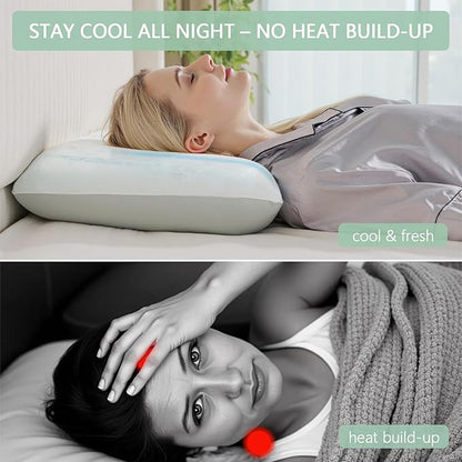 Premium Standard Pillow, Extra Soft Ice-Feel Breathable Cooling Pillow with Ventilated Sponge-Fill Support, Memory Foam Pillows-Style Bed Pillow for Hot Sleepers