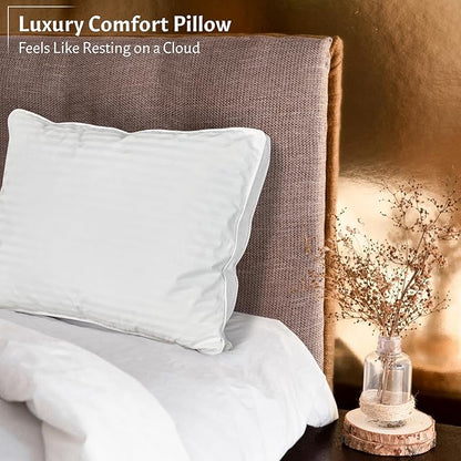 Down and Feathers Pillows King Size - Premium Soft Pillow Authentic Canadian White Goose Down 80% Feather 20% Down w/ 100% Cotton Cover for Comfort Luxury Experience - Fluffy & Easy Wash