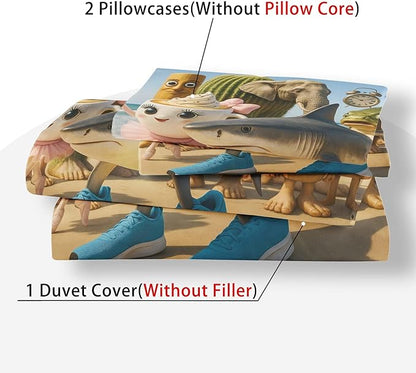 Italian Brainrot Bedding Duvet Cover Set,Funny Fusion AnimalsTwin Full Queen King Comforter Cover Bedding Set for Kids Boys Bed Decor Gifts ﻿ (Color 17,Twin (68" x 90"))