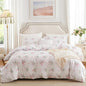 Duvet Cover Queen 3Pcs Pink Floral Bedding Set for Girls, Lily of The Valley with Butterfly and Bow Design, 1 Duvet Cover and 2 Pillowcases, Soft Breathable Microfibre Reversible