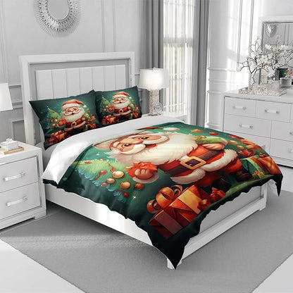 Christmas Duvet Cover Bedding Sets King Size for Kids Girls Teens, Christmas Petal Country Bedding Décor, 1 Duvet Cover and 2 Pillow Shams - 70x90 inches