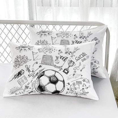 Soccer Bedding Comforter Set King Size for Kids Teens and Adults Football Printed Quilt Set for Bedroom Soft Microfiber All Season Print Quilt Set with 1 Comforter and 2 Pillowcases