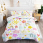 Colorful Rainbow Comforter Graffiti Cute Sun Flowers Bedding 3Pcs Queen Cartoon Hearts Cloud Pattern Quilt Set for Kids Teens Girls Boys Raindrop Bed Set with 1 Comforter and 2 Pillowcases
