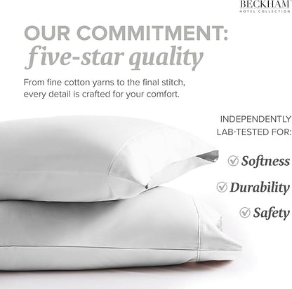 Beckham Hotel Collection Bed Pillows with Cotton Pillowcases King Size Sets of 2, Soft Down Alternative Pillows for Sleeping, Open End Cases for Easy Changing, White