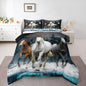 Feelyou Horse Comforter Set Galloping Horse Bedding Set for Kids Boys Girls Wildlife Comforter Farm Animal Quilt Set 1 Comforter Set with 2 Pillowcases King Size
