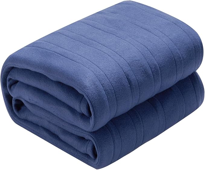 Electric Heated Blanket Full Size 72"x84", 4 Heating Levels & 10H Auto Shut Off, Soft Fleece Overheating Protection, Machine Washable, Dark Blue