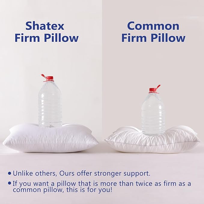 Shatex Extra Firm Pillow Queen Size 28 x 20 inch, Bed Pillow with Adjustable Insert Provides Stronger Support - for Back, Stomach & Side Sleepers.