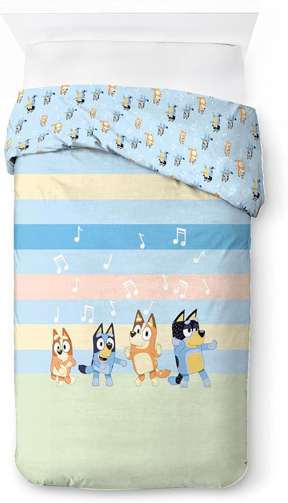 Jay Franco Duvet Cover Set – 2 Piece Comforter Cover and Sham Set, Super Soft Cozy Kids Bedding (Insert Not Included) Multi - Bluey, Twin